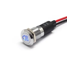 Alpinetech PL12MS mm 1/2" 12V LED Signal Indicator Dash Light Chrome Bezel