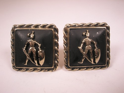 Armored Knight Sword & Shield Vintage LARGE Cuff Links suit of armor