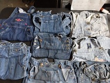 7 Lot Girls Kids Sz 5 7/8 10/12 Denim Jean Overalls Distressed Bibs Gap Divided