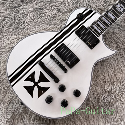 Guitarra Eléctrica James Hetfield Iron Cross Blanco Caoba Cuerpo y Cuello Piezas Negras - Imagen 2 de 6