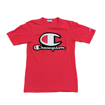 Vintage Embroidered Champion Mens Size Small Big Logo Spellout T Shirt
