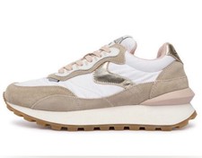 NWT VOILE BLANCHE QWARK Hype Woman Suede Nylon Sneaker in Lt Beige -White - Sz 8