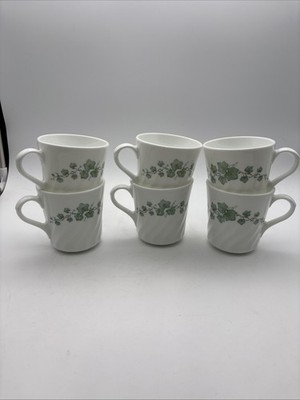 Vintage Corning Ware Corelle Callaway Ivy Scalloped Coffee Tea Cups - Lot Of 6