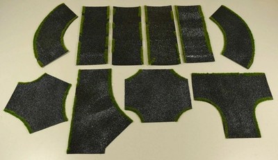 Wargame Road 10pc asphalt road set for 28mm figures. Free Shipping in USA
