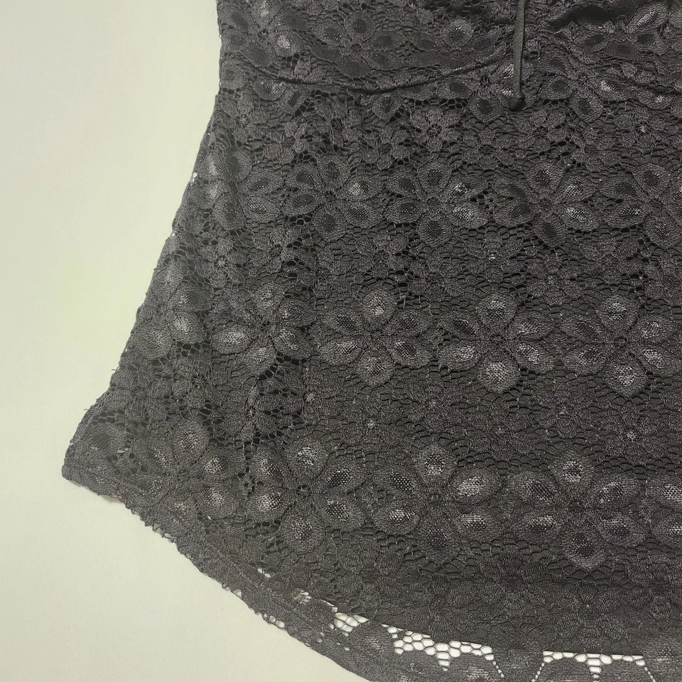 No Boundaries Top Womens XL Black Lace Lined Bow Babydoll Witchy WhimsyGoth Cami - Image 3 of 4