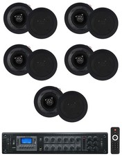 Rockville RCS180-6 70v Commercial Amplifier w/Bluetooth 10 4" Speakers in Black