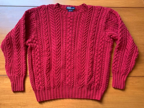 Pull vintage années 90 Polo Ralph Lauren lourd tricoté main câble XL