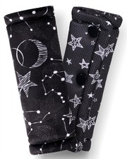 2 Pack Car Seat Belt Covers for Baby Kids, Reversible Soft Black Star