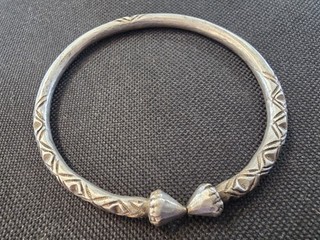 vintage Estate sterling silver Cuff Bracelet primitive folk art 35 Grams