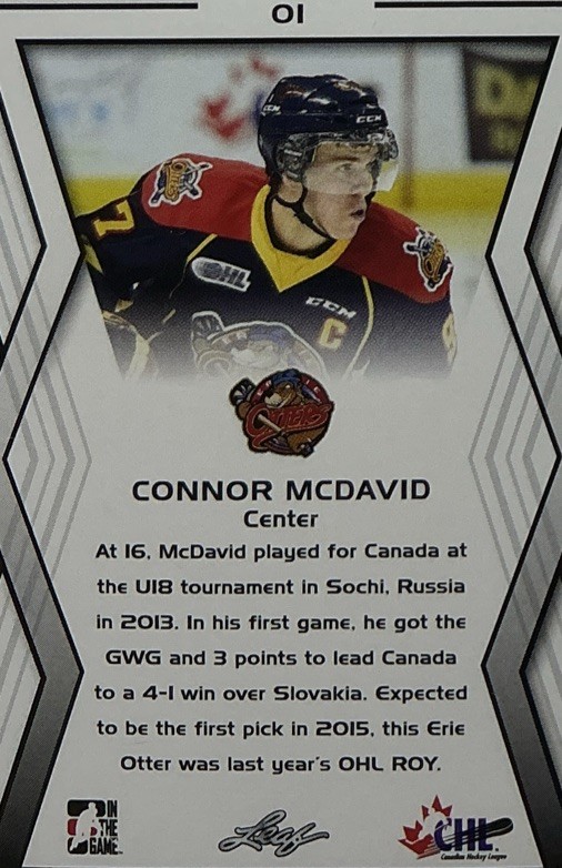 Connor McDavid Rookie PSA 10- 2015 Leaf ITG ‘CHL Top Draft Prospects’ -Oilers view 7