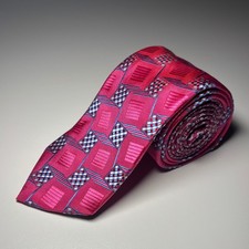 Robert Graham 100 Silk Pink Geometric Necktie Tie Made in LA USA Formal