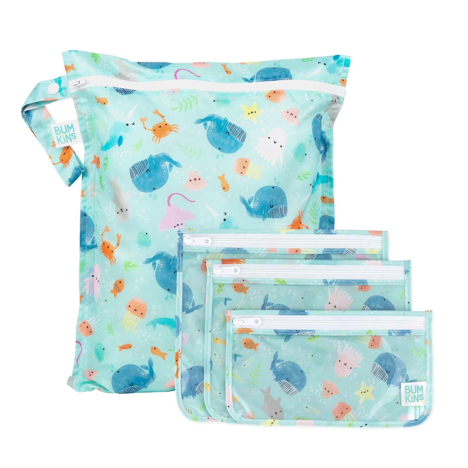 Bumkins - Waterproof Wet Bag & Clear Travel Bags - For small, B1 Ocean Life
