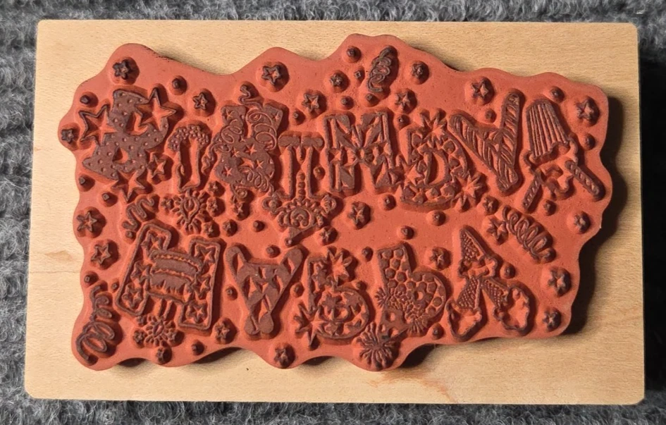 Happy Birthday PSX Wood Rubber Stamp G-020 confetti Party Milkshake - Image 2 of 3