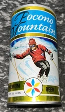 Pocono Mountain Premium Beer SNOW SKIING Beer Can D G Yuengling Pottsville Pa