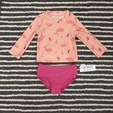 NEW CARTER'S JUST ONE YOU LONG SLEEVED RASH GUARD SWIMSUIT SIZE 12 MONTH