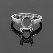 Solid 925 Silver 8x10 mm Oval Semi Mount Ring Setting Polished Oval Ring Blanks