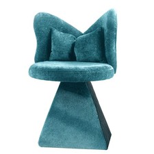 Poltrona Girevole Tessuto Ciniglia Sgabello Trucco Senza Braccioli con Cuscini Decorativi