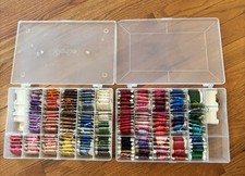 Cross Stitch THREAD Embroidery Floss Lot  2 Plastic Cases - Carded READ