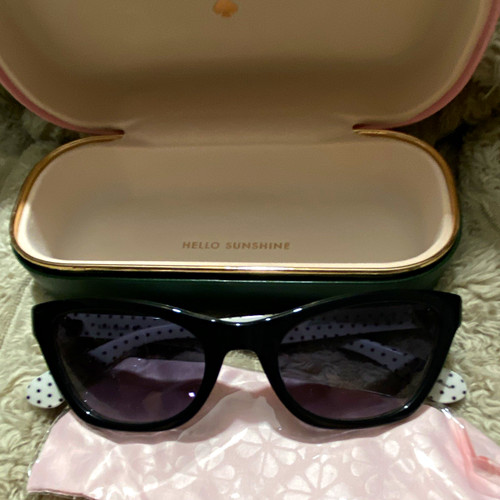 kate spade new york HELLO SUNSHINE Cat Eye Sunglasses Black Frame Gray Tinted