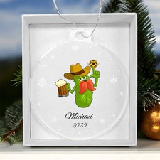 Pickleball Cowboy Beer Christmas Ornament, Christmas Gift