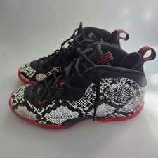 Nike Little Posite One Snakeskin Black White Red 644791-104 Kids Size 7Y