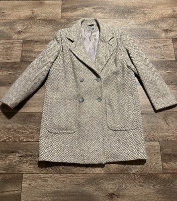 Vintage International Scene Grey Wool Herringbone Coat size 11/12 Britain