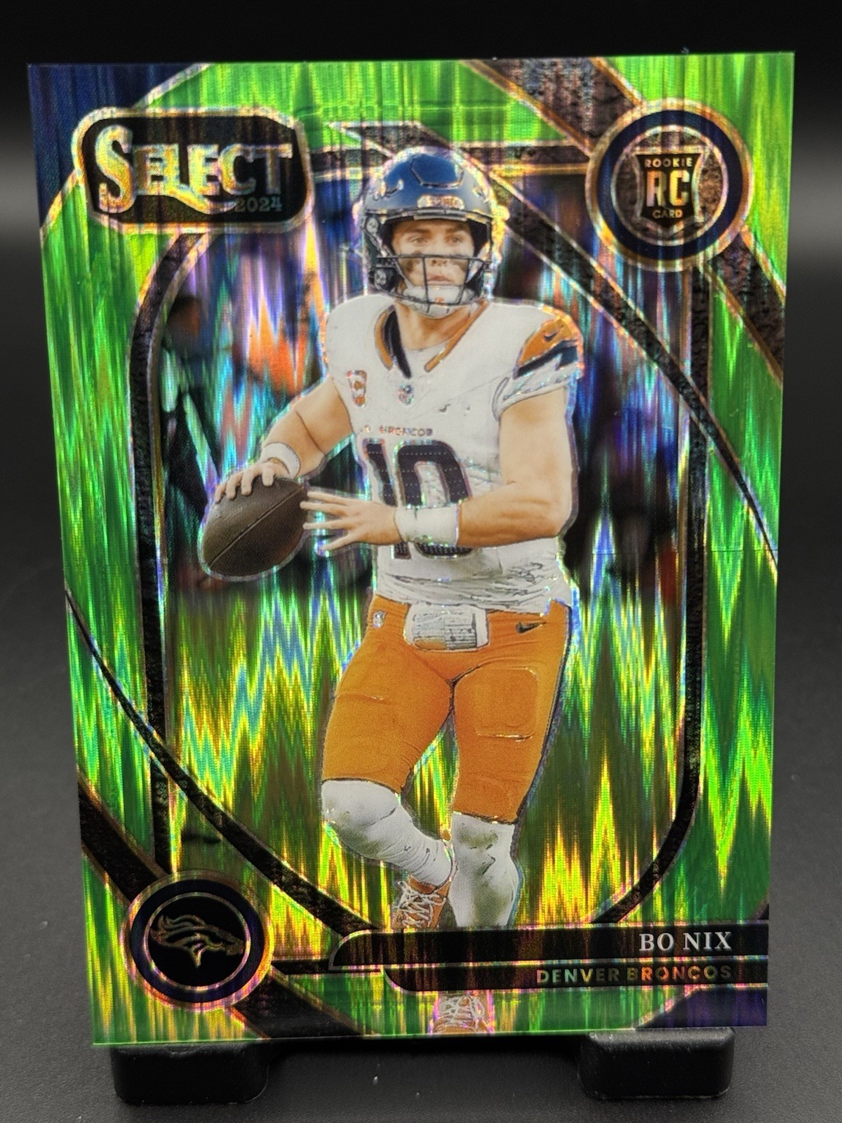 2024 Panini Select - Club Level Bo Nix #221 Neon Green Shock Prizm /499 (RC)