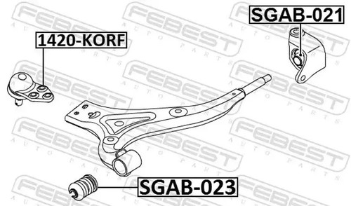 Buje del brazo de control Eje delantero Soporte de caucho SGAB-023 FEBEST - Imagen 1 de 2