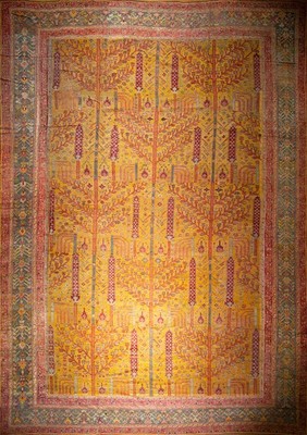 14'x18' Bright Yellow Color Antique Tribal Cypress Tree Weeping Willow Design