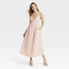 Women's MIDI Sundress - Universal Thread Orange Striped L / ebNB
