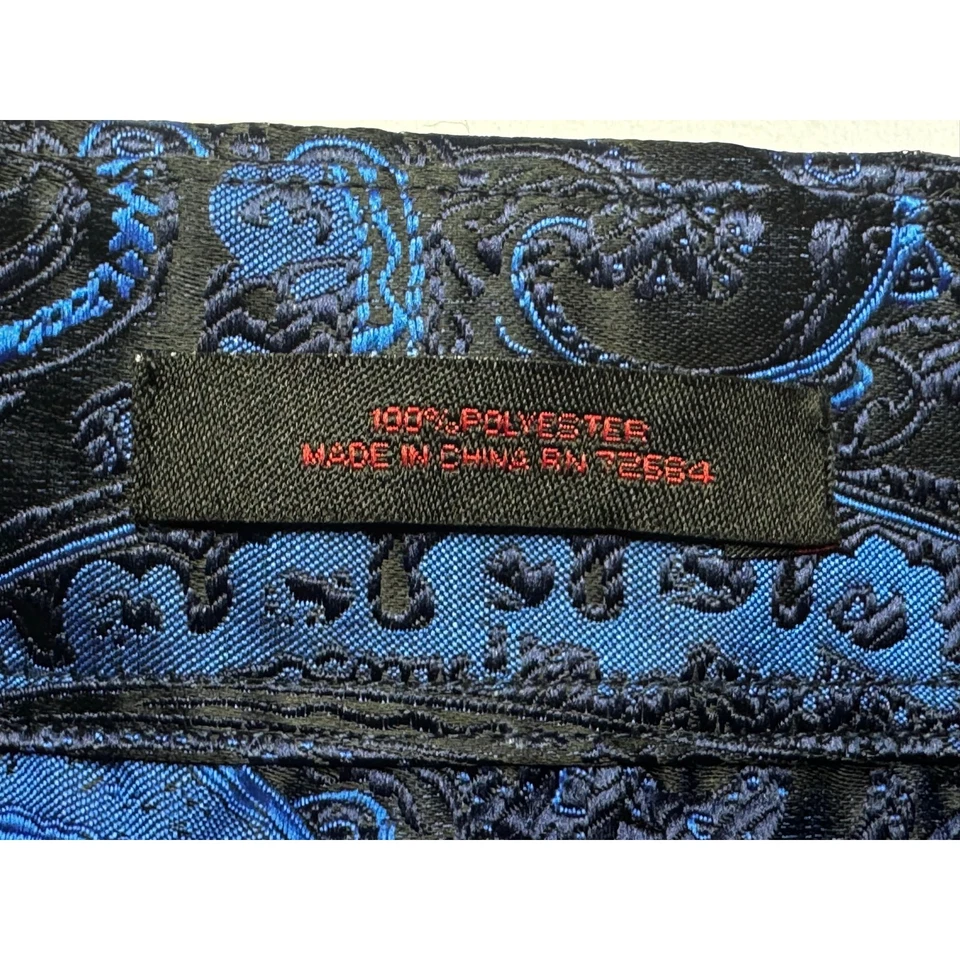 Leonardi Men's Long Sleeve Paisley Black Blue Sheen Dress Shirt - Size 2XL - Image 4 of 4