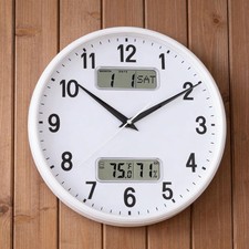 12 Inch Analog Silent Wall Clock Calendar Tem...