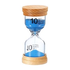 10 Minute Sand Timer, Wooden Sand Watch for Office Decor, Blue