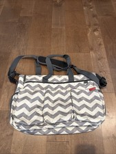 SKIP HOP Baby Diaper Bag Chevron Gray White On-The-Go Carry-All Versatile
