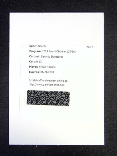 2025-26 Panini Obsidian Kylian Mbappe #13 Seismic Signatures Auto Redemption /50