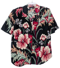 VTG 90s Claire McCardell Hawaiian Shirt Women 14 Medium USA Made Rayon Floral