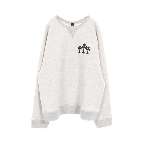 CHROME HEARTS Cemetery cross sweat cotton Gray Used mens #XL