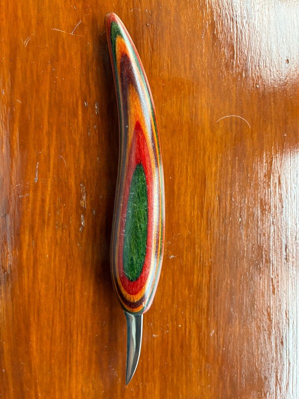 1.25" Detail Wood Carving Knife - Flat grind - Whaletail Handle - (not a Helvie)
