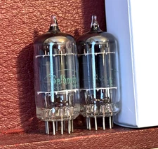 Date Matched Pair Sylvania 12AU7 / ECC82 Long Plate Preamp Tubes. Test 100% NOS.