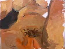 Interior Cubism Anatomy Boudoir Oil Painting 11x14 Original Signed BVC