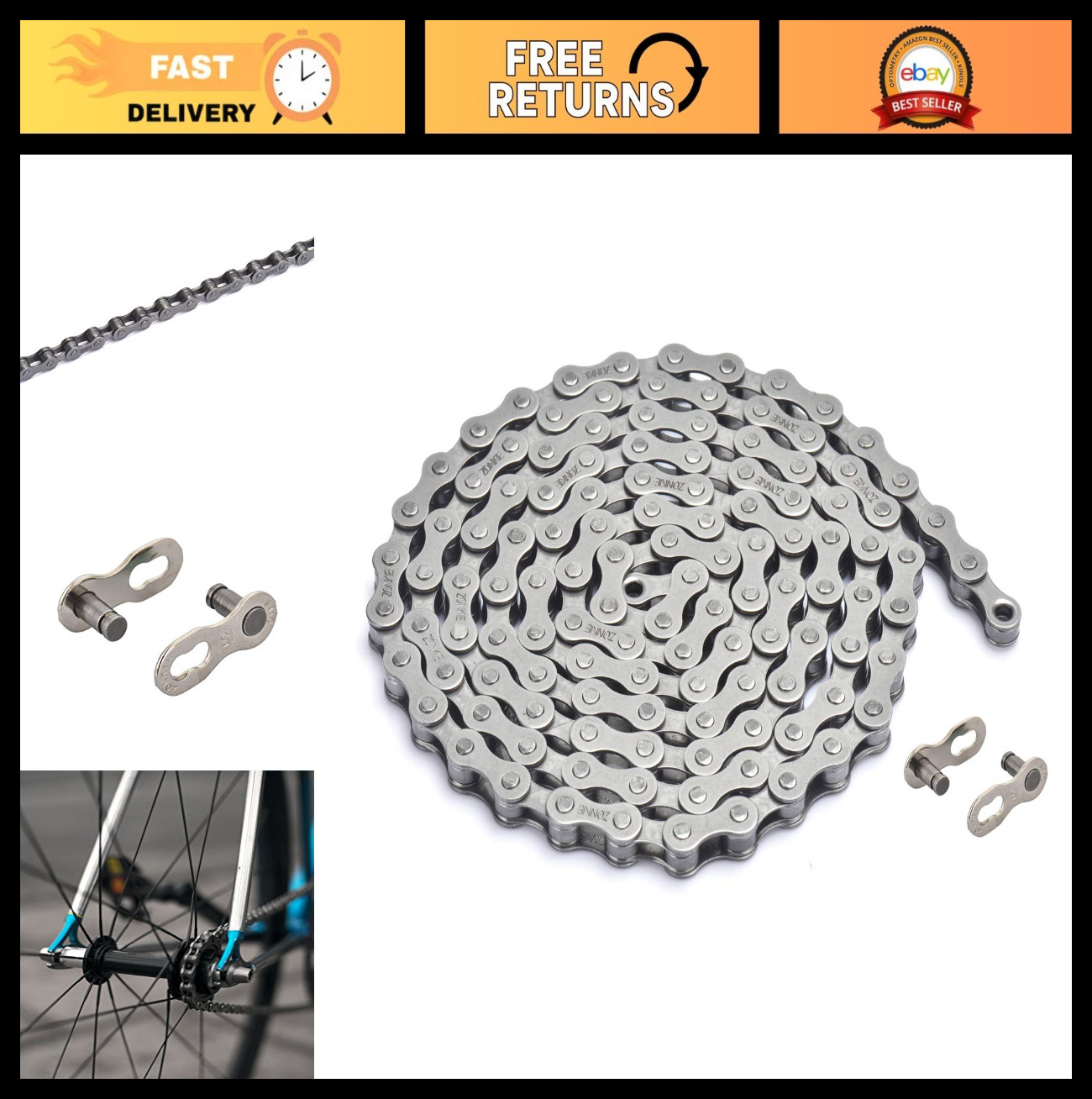 Chain 1/2 X 1/8 Inch, 122 Links, Durable & High-performance