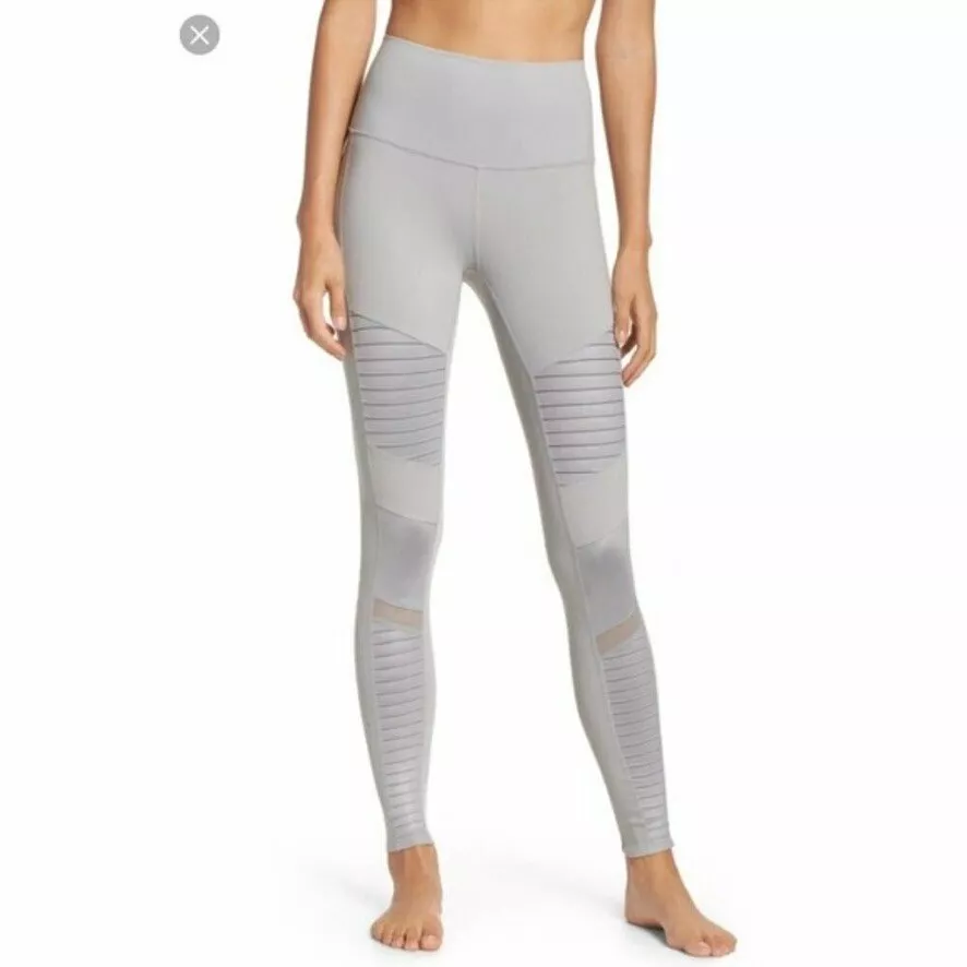 Alo Yoga Womens High Waist Moto Legging Size Small Dove Gray