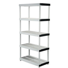 5 Tier Easy Assembly Multi Purpose Plastic Garage Storage Shelving Unit in Gray