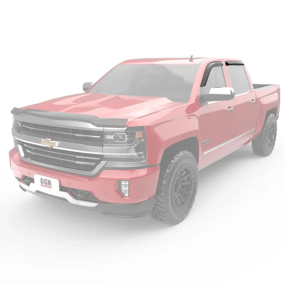 EGR 14-19 Silverado Sierra 1500 2500HD 3500HD Acabado Humo Cinta-on Viseras Ventana Foto 3 de 4