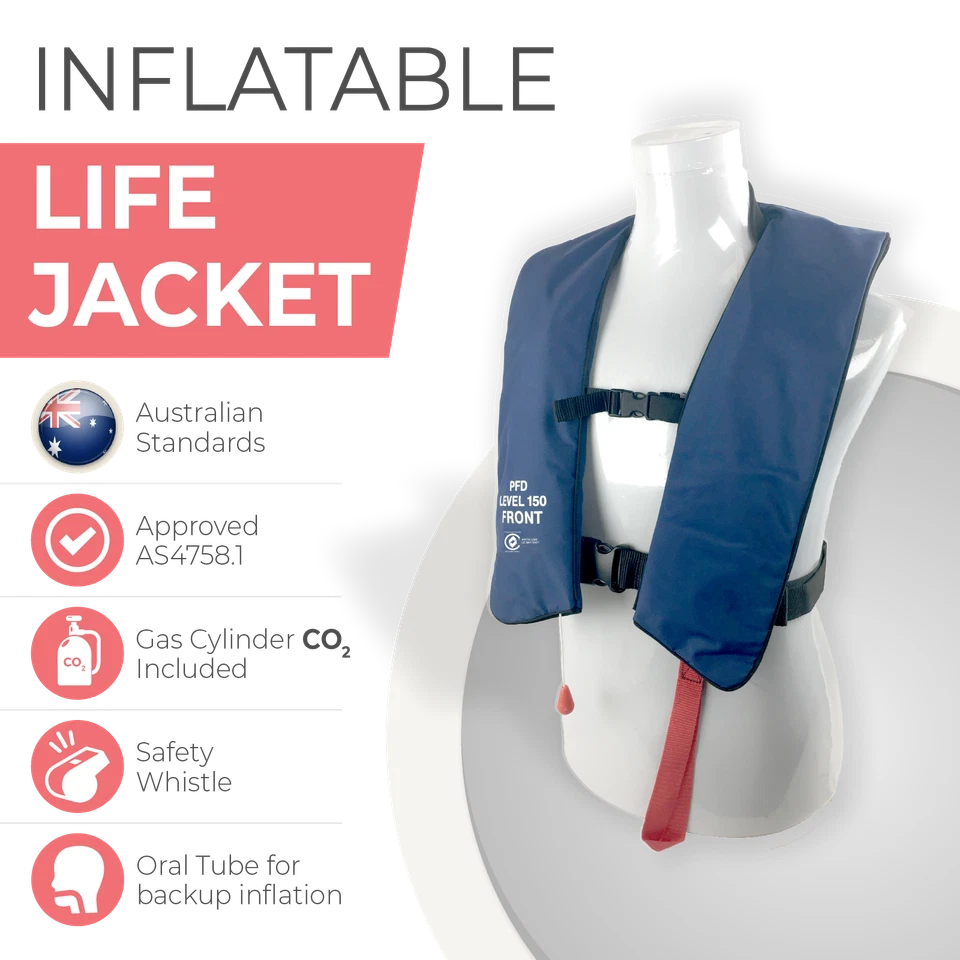 2pcs ADULT Inflatable Life Jacket PFD Type 1 Yoke Manual LifeJackets Level 150N - image 2 of 4