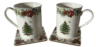 Spode~''Christmas Tree''~Coffee/Cocoa Mug~w/Coasters~Made in China~S3324-A22~T2202