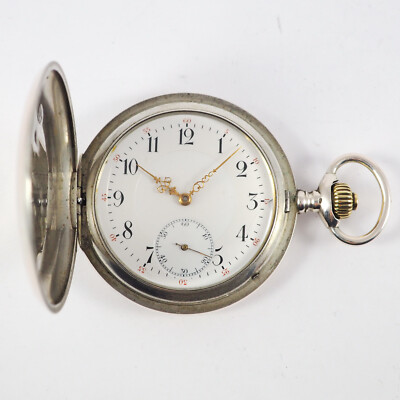 IWC Savonette Taschenuhr in 800er Silber verschraubte Chatons um 1890  -1910
