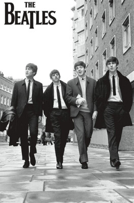 Beatles Walking Street Black & White Poster 24