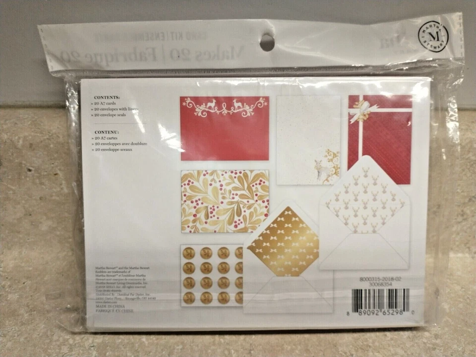 New Martha Stewart Crafting 20pc Red & Gold Christmas Holiday Greeting Card Kit - Image 2 of 4