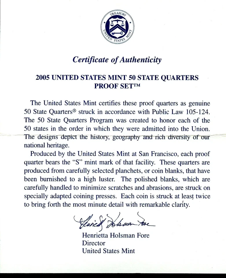 2005-S US Proof State Quarter Mint Set 5 Coins BU CN CLAD 20utc0801 - Image 4 of 4